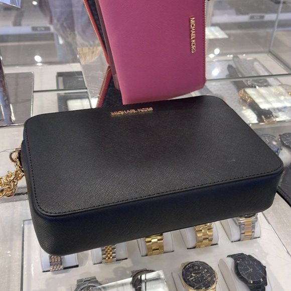 Michael Kors Jet Set Item Large East West Zip Crossbody Leather Black - Picture 12 of 16